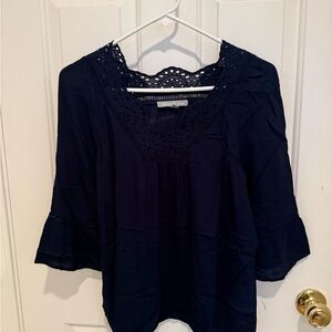 Daniel Rainn Deep Blue Lace Blouse